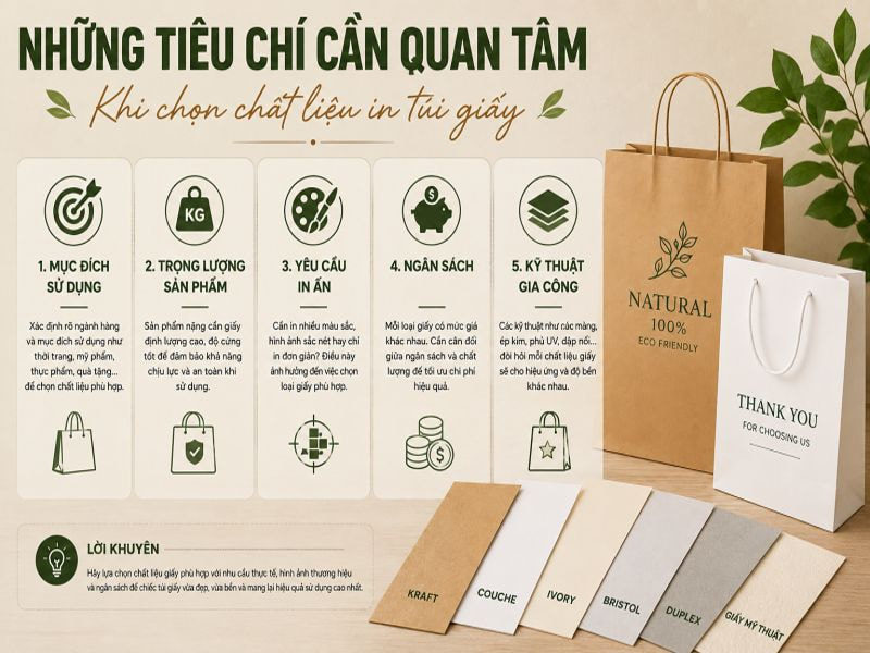 Những tiêu chí cần quan tâm khi chọn chất liệu in túi giấy