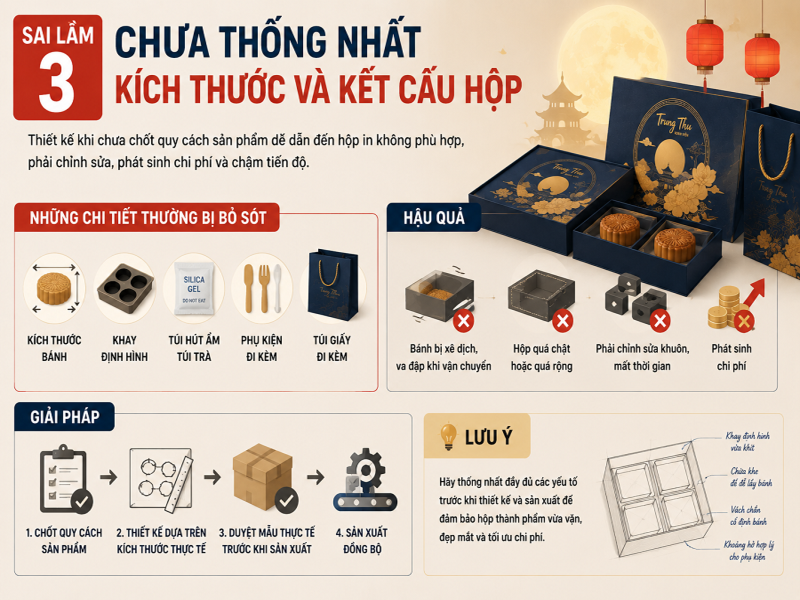 Sai lầm 3: Chưa thống nhất kích thước và kết cấu hộp
