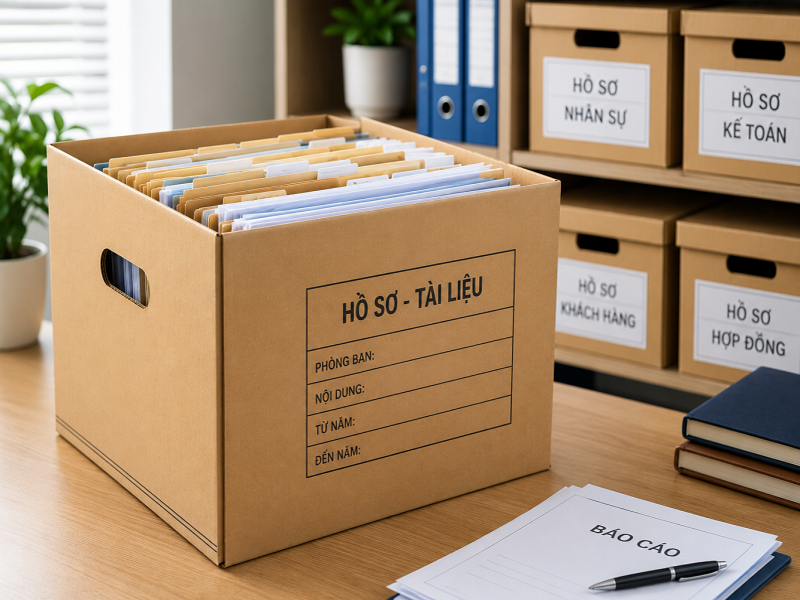 Sử dụng thùng carton đựng hồ sơ
