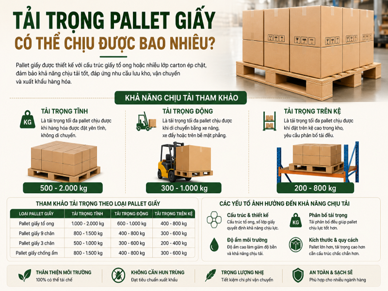 Tải trọng pallet giấy có thể chịu được bao nhiêu?