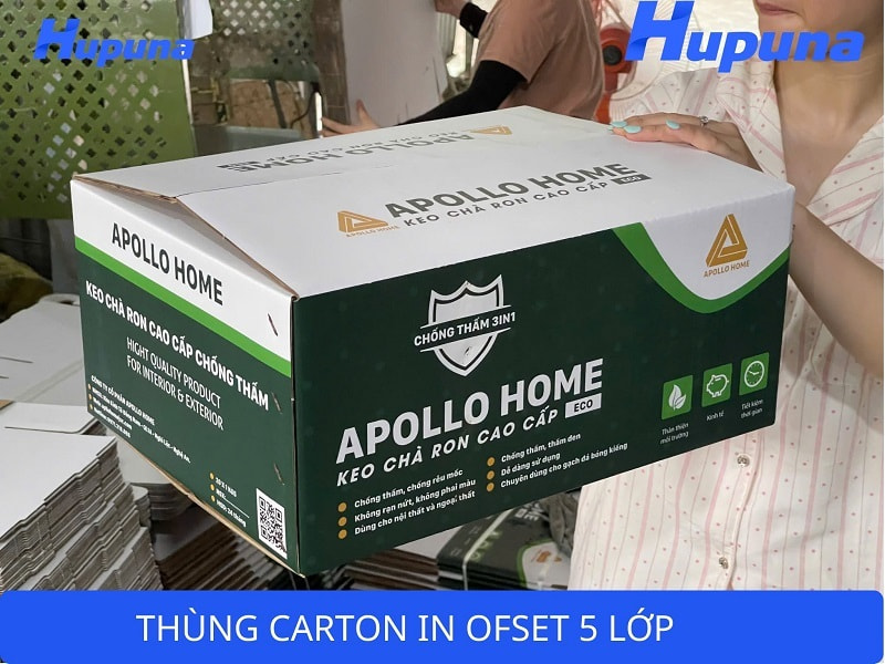 Thùng carton in offset 5 lớp đựng keo chà ron