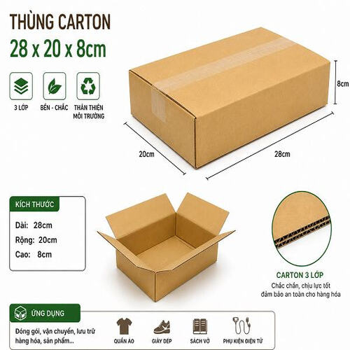 Thùng carton kích thước 28x20x8cm
