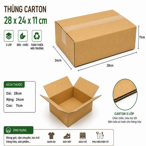 Thùng carton kích thước 28x24x11cm