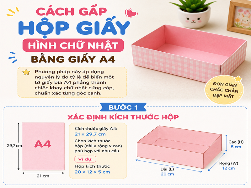 Bước 1: Xác định kích thước hộp