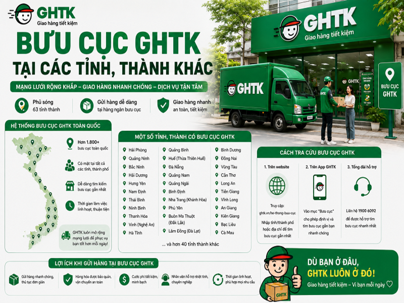 Bưu cục GHTK tại các tỉnh, thành khác