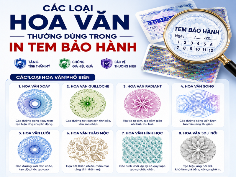 Các loại hoa văn thường dùng trong in tem bảo hành