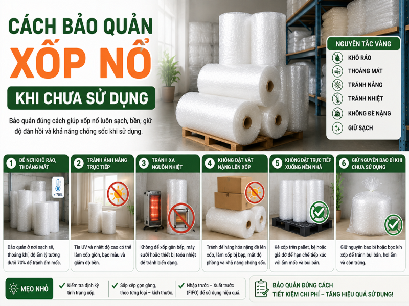 Cách bảo quản xốp nổ khi chưa sử dụng