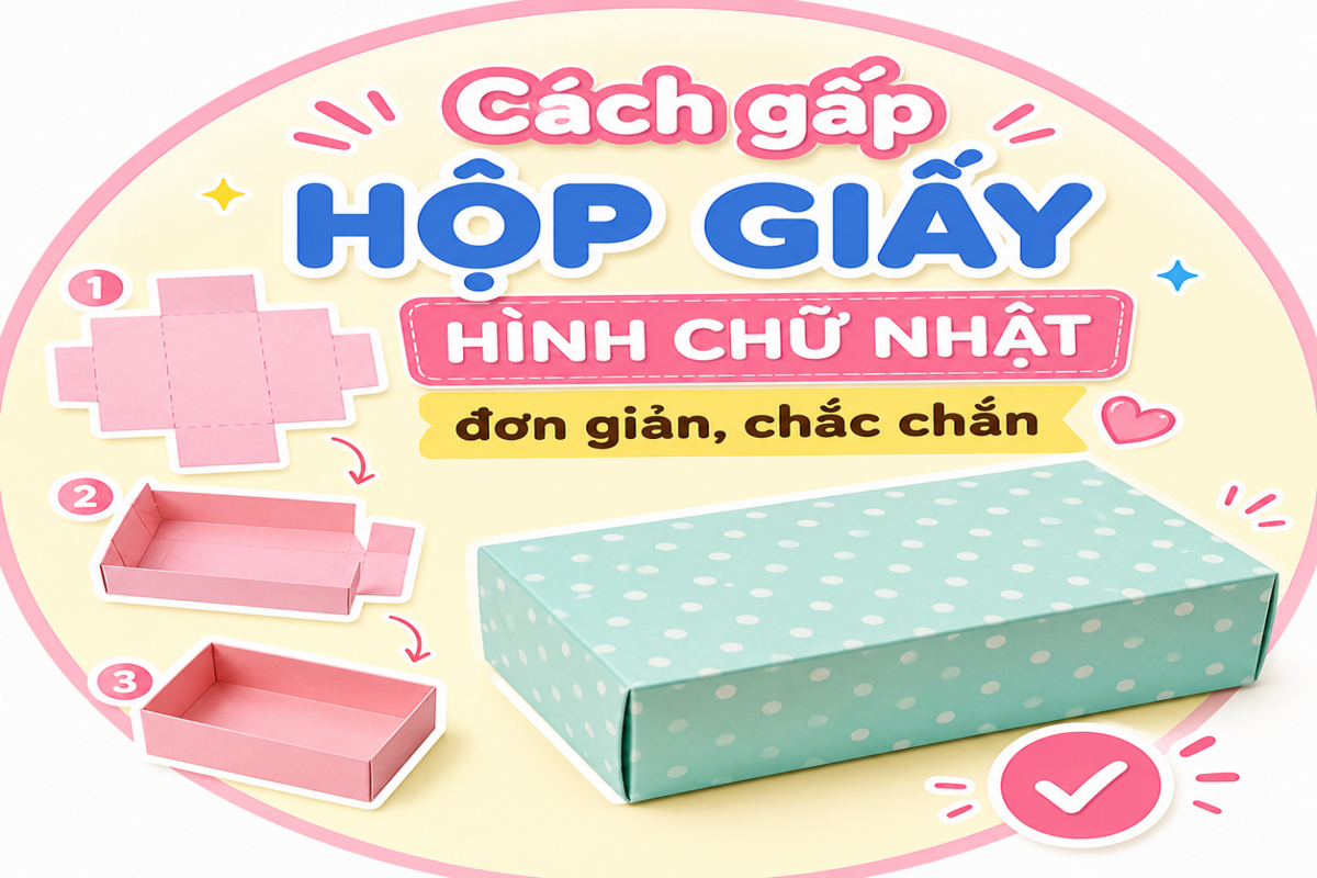 Cách gấp hộp giấy hình chữ nhật đơn giản, chắc chắn