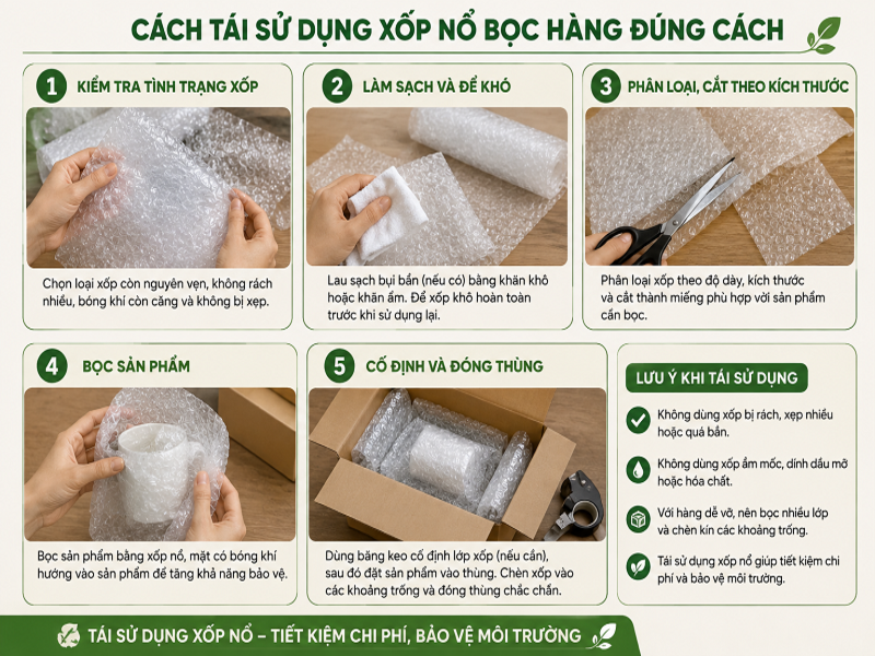 Cách tái sử dụng xốp nổ bọc hàng đúng cách