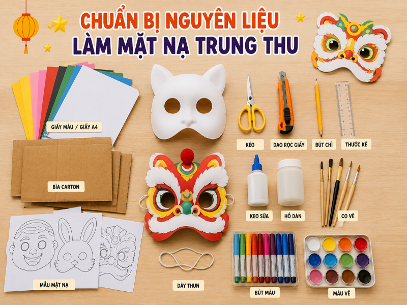 Chuẩn bị nguyên liệu làm mặt nạ trung thu