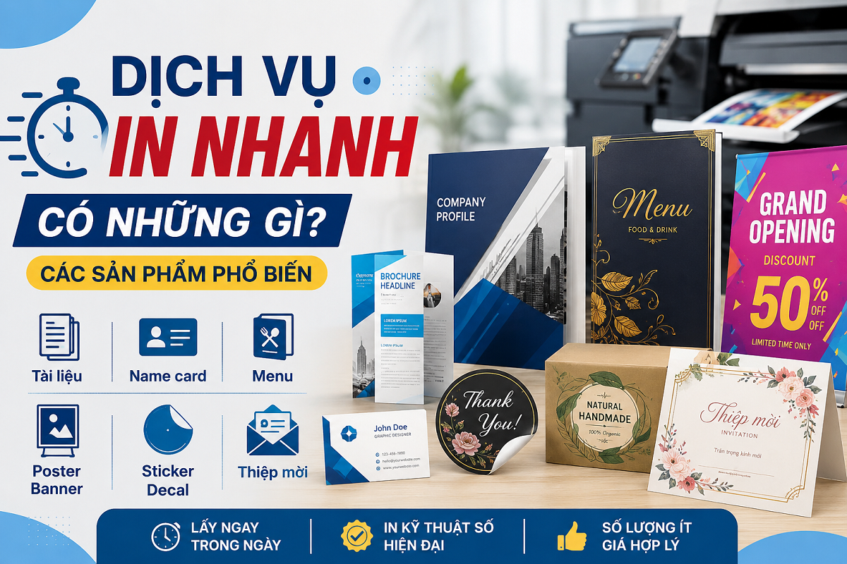 Dịch vụ in nhanh có những gì Các sản phẩm phổ biến
