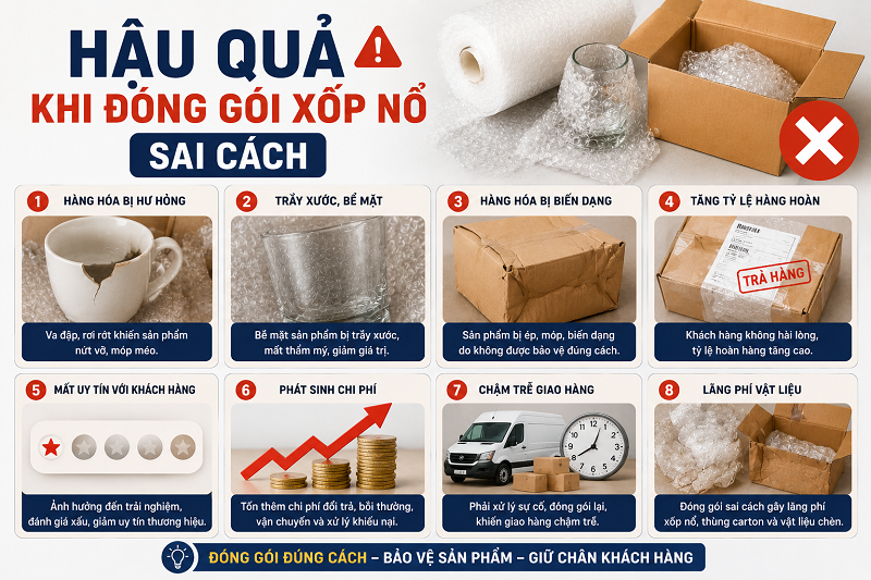 Hậu quả khi đóng gói xốp nổ sai cách