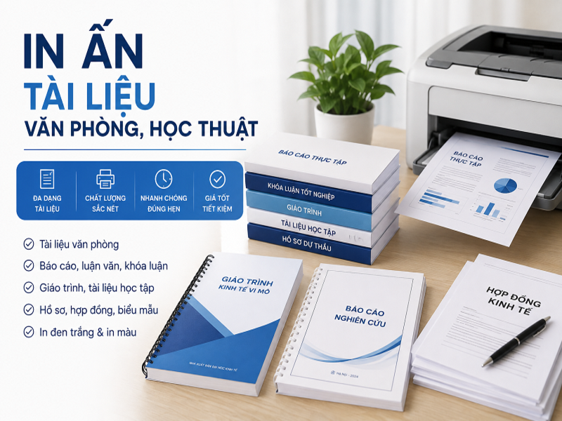 In ấn tài liệu văn phòng, học thuật
