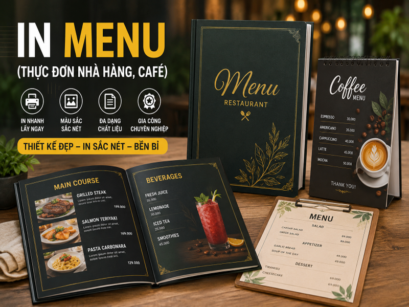 In menu (Thực đơn nhà hàng, café)