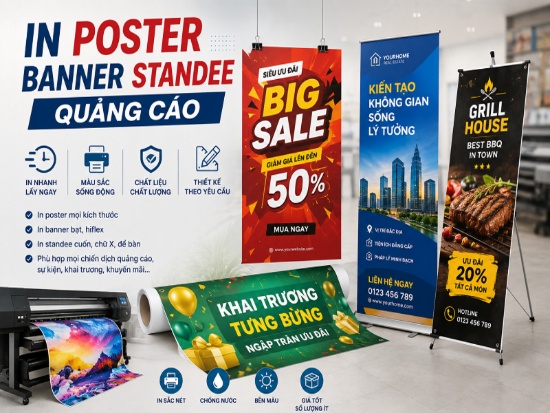 In poster, banner, standee quảng cáo