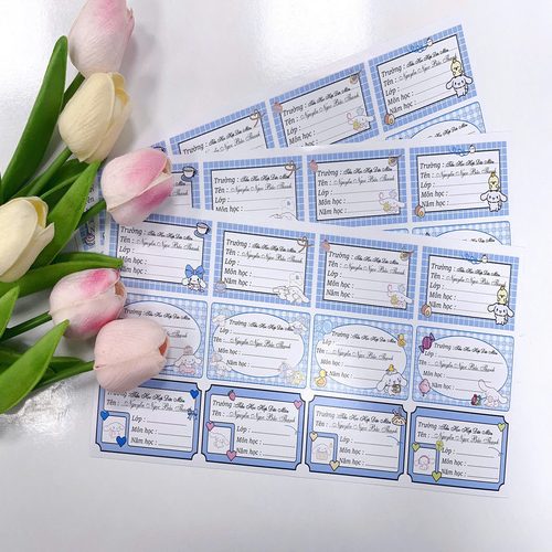Nhãn vở Cinnamoroll in tên theo yêu cầu