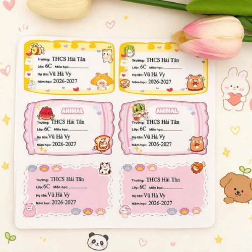 Nhãn vở in hình ngỗ nghĩnh