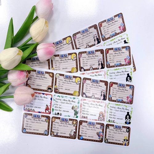 Nhãn vở one piece in tên theo yêu cầu