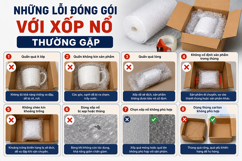 Những lỗi đóng gói với xốp nổ thường gặp