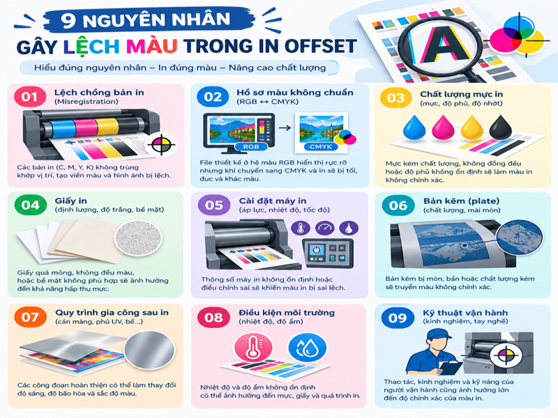 9 nguyên nhân gây lệch màu trong in ấn