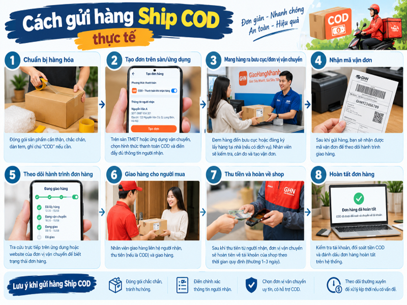 Cách gửi hàng Ship COD thực tế