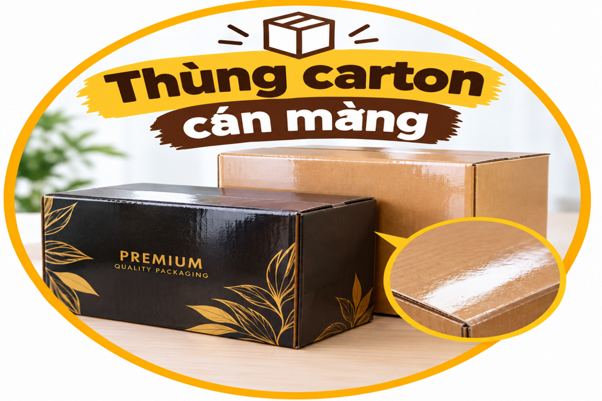 Thùng carton cán màng | Cán 1 mặt hoặc 2 mặt theo yêu cầu