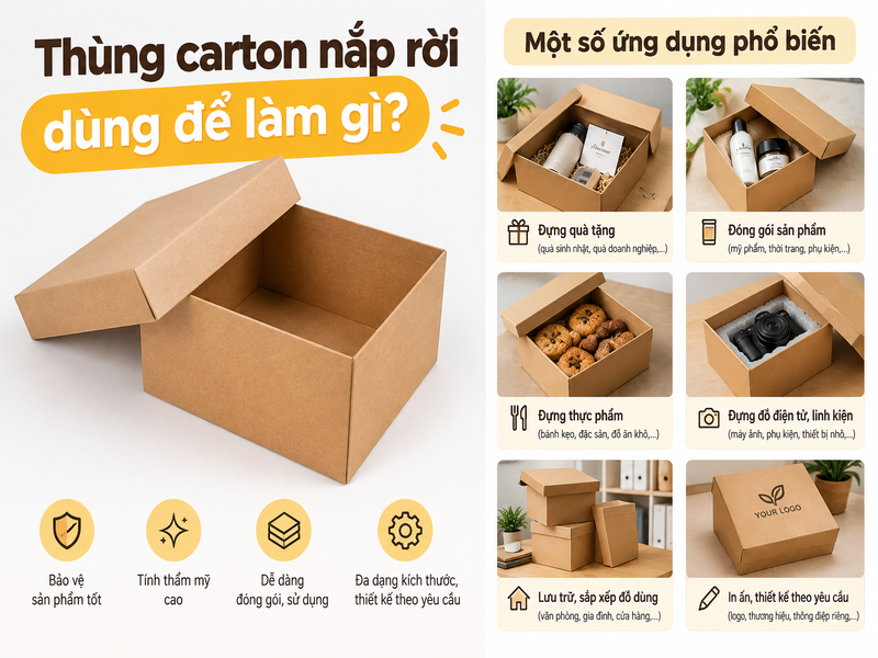 Thùng carton nắp rời dùng để làm gì