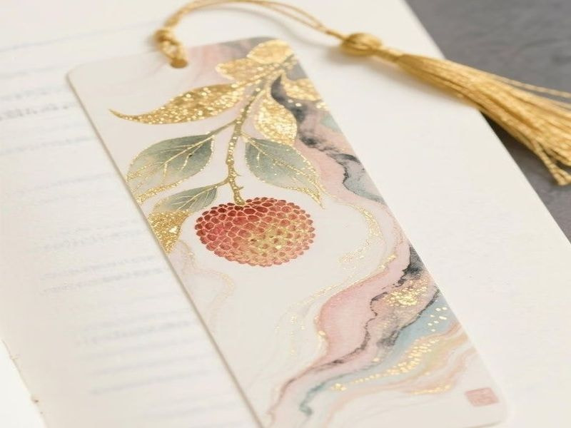 Bookmark bo góc kỹ thuật ép kim vàng nhũ nổi kết hợp phủ UV định hình
