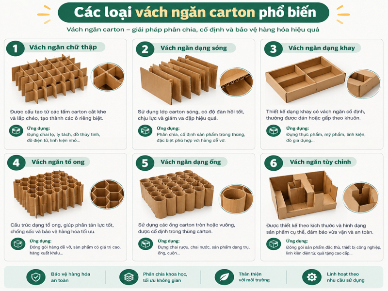 Các loại vách ngăn carton phổ biến