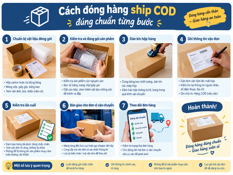Cách đóng hàng ship COD đúng chuẩn từng bước