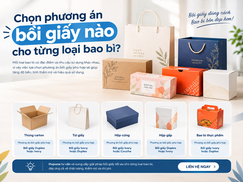 Chọn phương án bồi giấy nào cho từng loại bao bì?