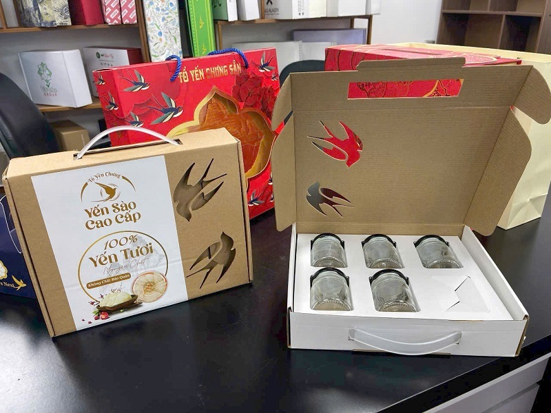 Hộp carton kèm khay định hình lọ yến chưng