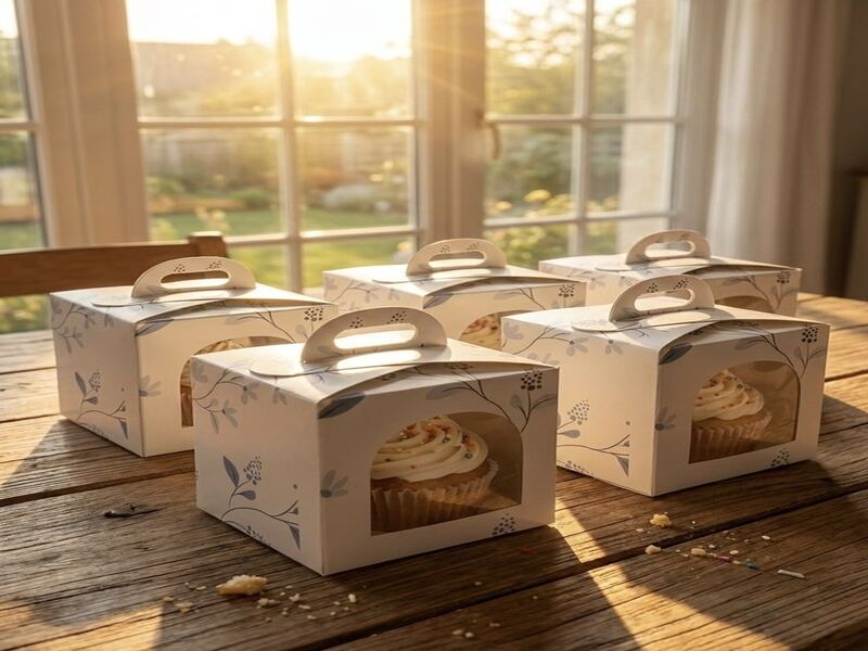 Hộp đựng Cupcake đơn có quai xách cửa sổ mica