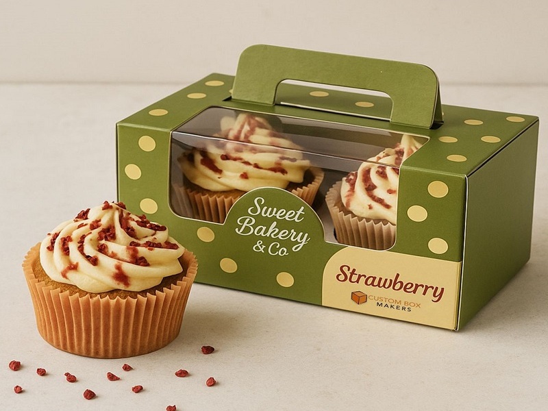 Hộp đựng bánh cupcake đôi cửa sổ mica tràn mặt phía trước