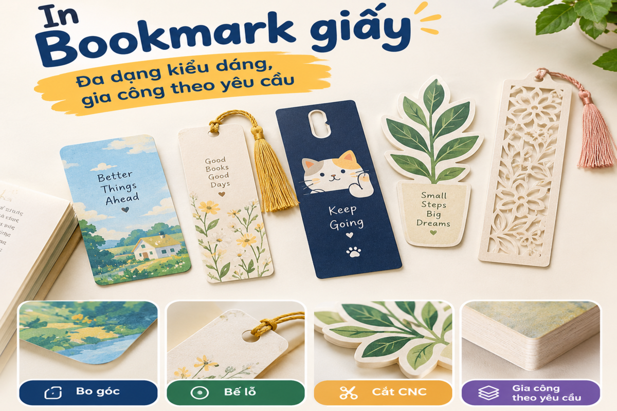 In Bookmark giấy – Đa dạng kiểu dáng, gia công theo yêu cầu