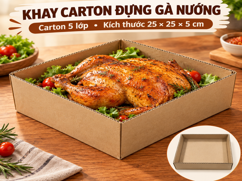 Khay carton đựng gà nướng hấp dẫn