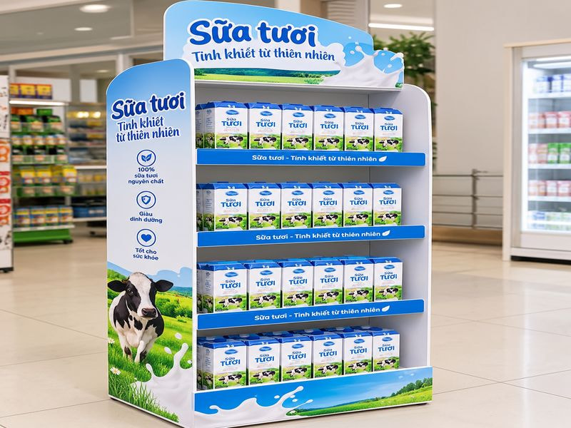 Mẫu kệ formex trưng bày cho thương hiệu sữa tươi