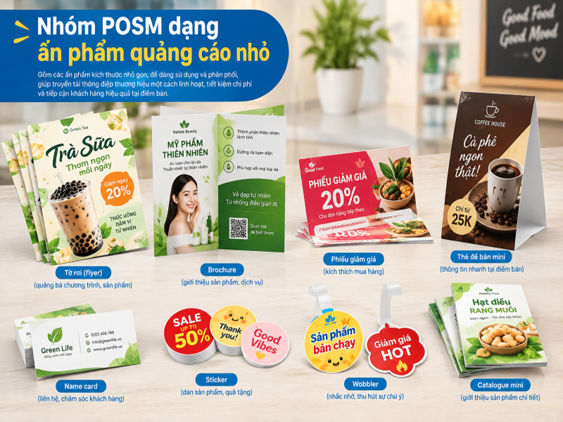 Nhóm POSM dạng ấn phẩm quảng cáo nhỏ