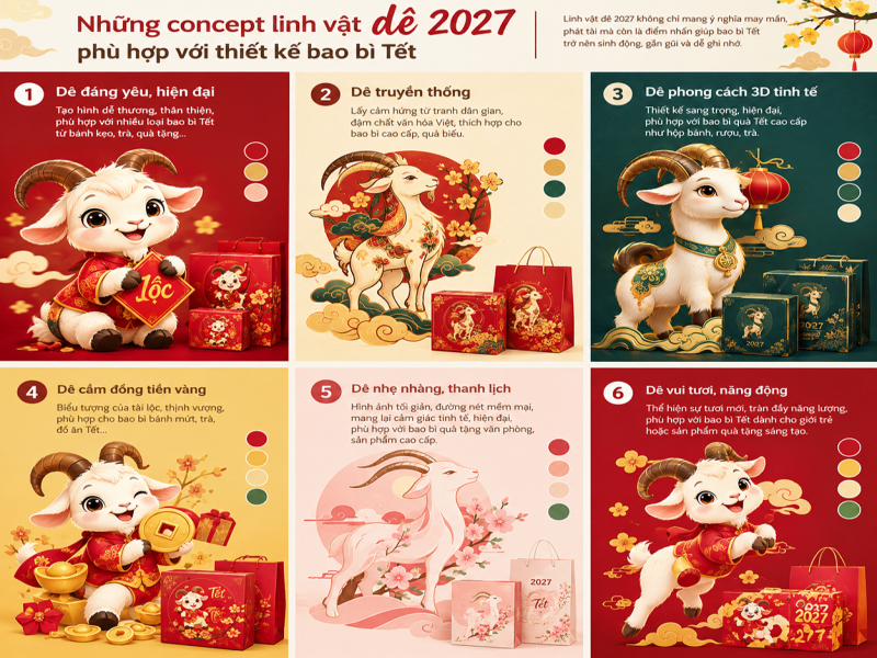 Những concept linh vật dê 2027 phù hợp với thiết kế bao bì