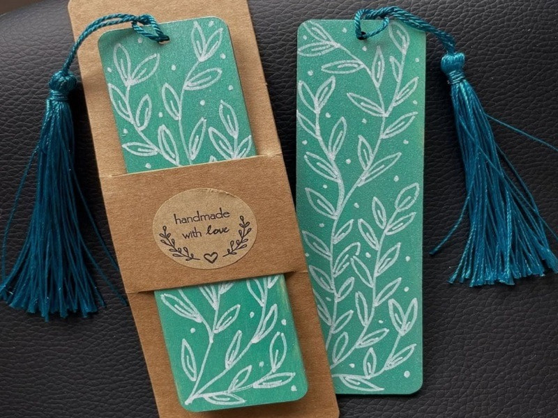 Set bookmark đóng đai giấy Kraft bồi kèm tem nhãn dán thủ công