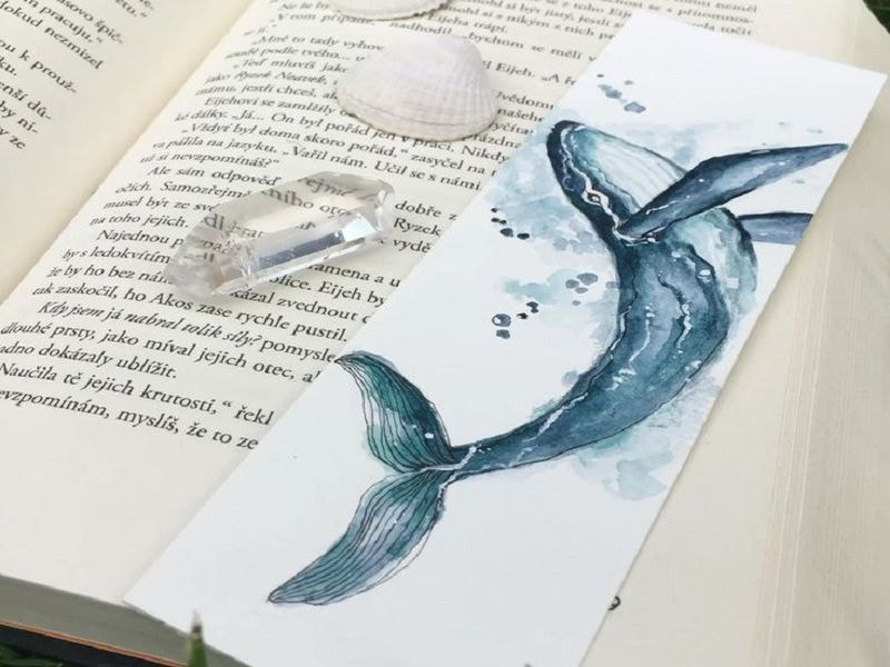Tag sách dạng thẻ thẳng chất liệu giấy Mỹ Thuật đục lỗ kẹp charm
