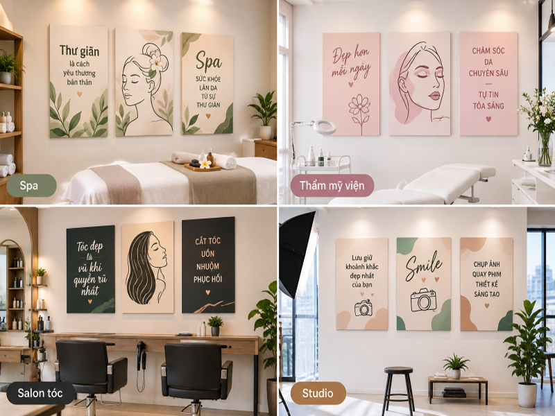 Tranh Formex trang trí spa, thẩm mỹ viện, salon tóc và studio