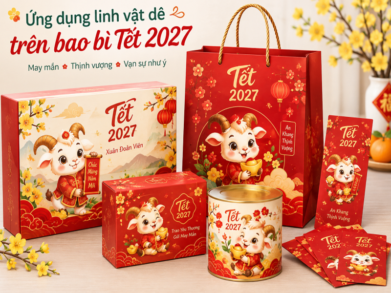 Ứng dụng linh vật dê trên bao bì Tết 2027