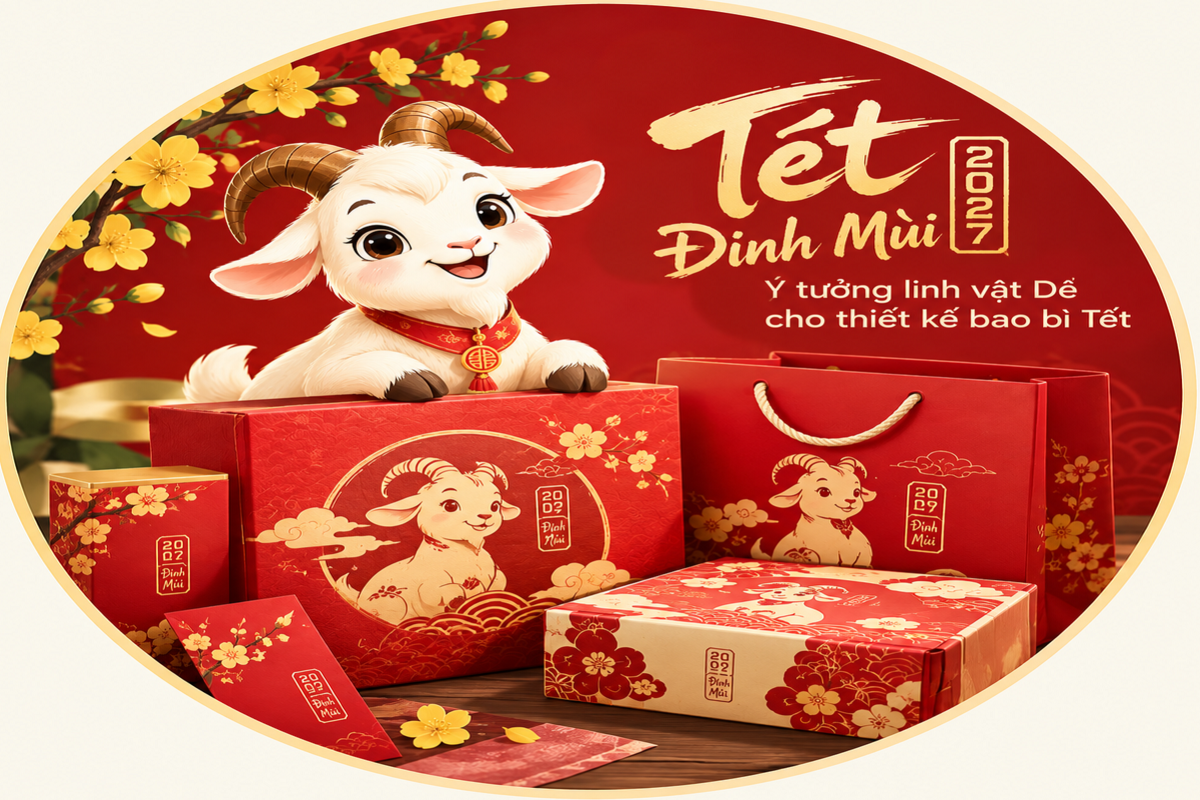 Ý tưởng linh vật dê 2027 cho thiết kế bao bì tết Đinh Mùi